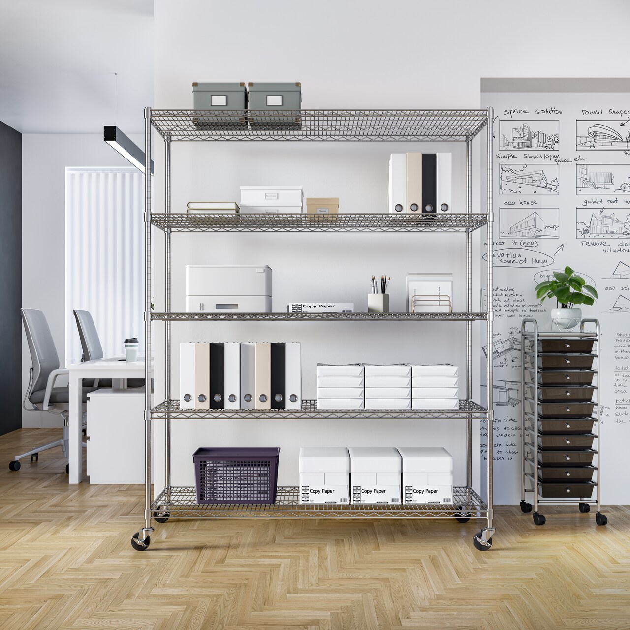 Seville Classics UltraDurable 5-Tier NSF Steel Shelving, 60" W x 24" D x 76" H